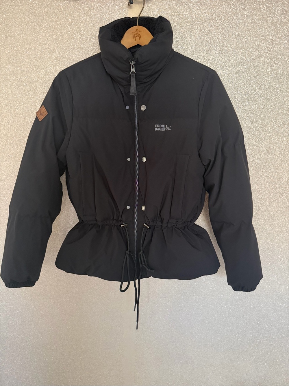 NWOT Eddie Bauer Women's Black Insulated Drawstring Waist down Jacket Puffer